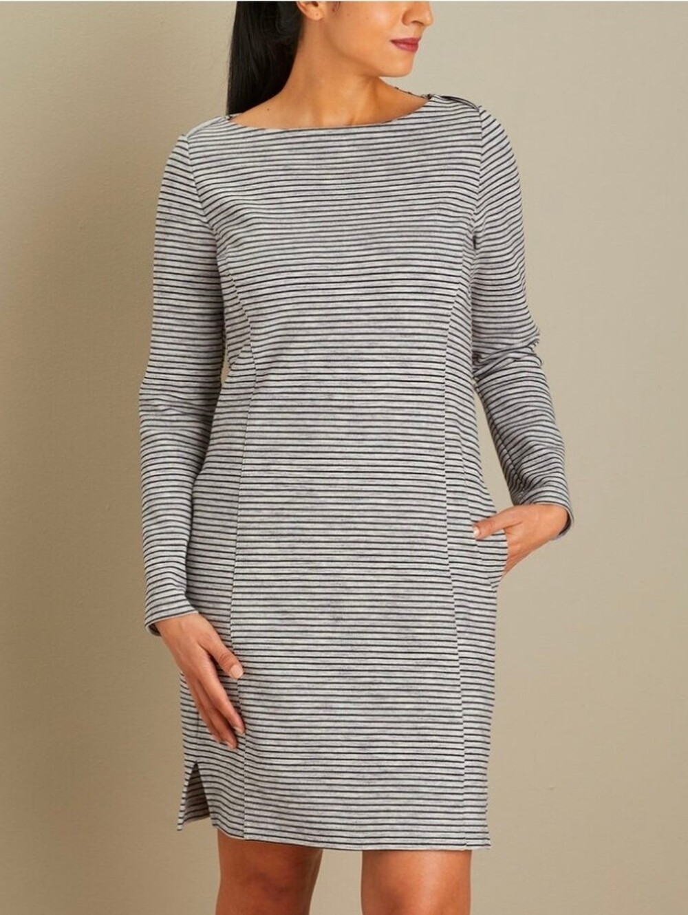 Duluth Trading Co Striped Minimalist Comfy Women's Ponte Pro Dress sz M